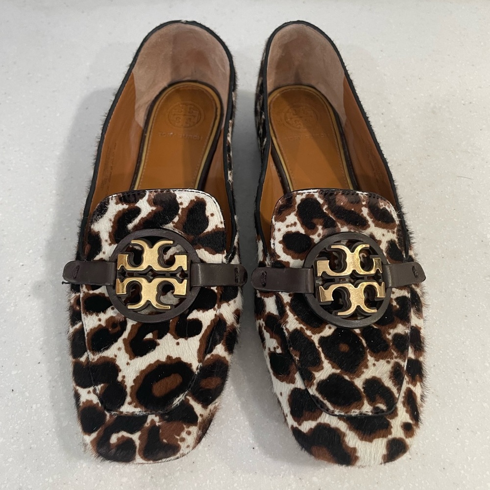 Tory Burch Miller Logo Leopard Calf Hair Loafers | Size 6 | Authentic